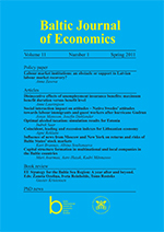 Cover image for Baltic Journal of Economics, Volume 11, Issue 1, 2011