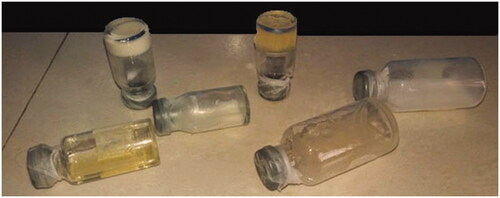 Figure 5. The sol-gel transition of PCL-PEG-PCL-Col and PCL-PEG-PCL-Col/nHA scaffolds.