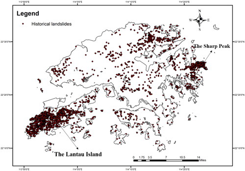 Figure 2. Historical landslides in Hong Kong from 2006 to 2016.
