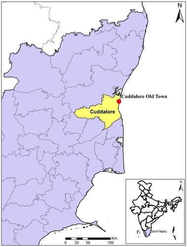 Figure 1. Location of Cuddalore Old Town harbor, Cuddalore district, Tamil Nadu.