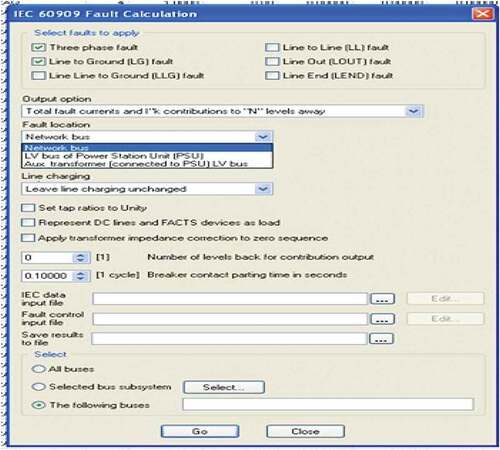 Figure 4. IEC fault calculation screen in PSS/E