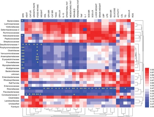 Figure 7 Hierarchical clustering heat map of specific gut bacteria and other biomarkers.