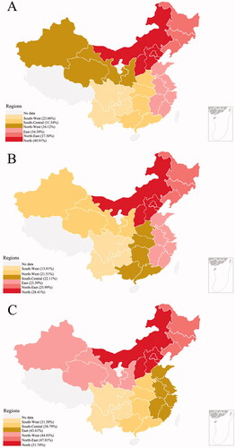Figure 4. Gender-specific prevalence of metabolic syndrome in different regions.