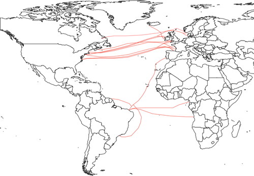 Figure 2. Trans-Atlantic submarine cables constructed since 2010.