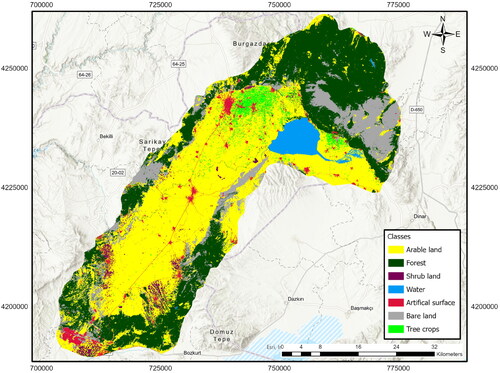 Figure 12. Classification results for the Denizli-Çivril region 2020, based on Eo-Learn library.