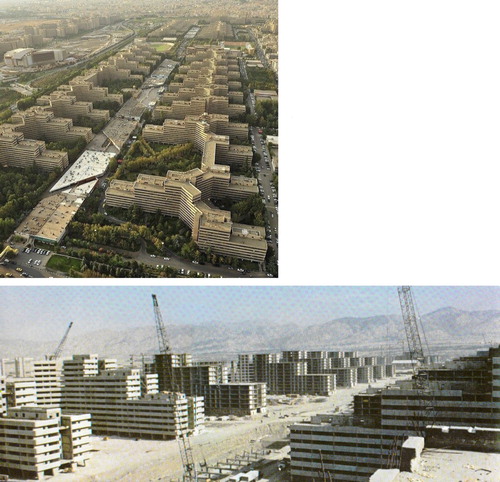 Figure 10. Top image shows the areal photo of Ekbatan mass housing project. Source: DSH Design Group, http://wp.dshdesigngroup.com/ekbatan/ (accessed 14 October 2015).