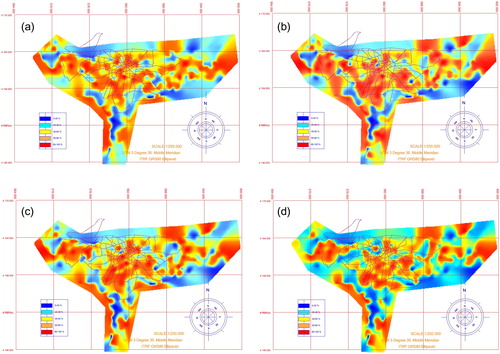 Figure 6 a. Fines content of the soil sample at a depth between 1.5 m and 3.0 m.  b. Fines content of the soil sample at a depth between 6.0 m and 7.5 m. c. Fines content of the soil sample at a depth between 9.0 m and 10.5 m. d. Fines content of the soil sample at a depth between 13.5 m and 15.0 m.