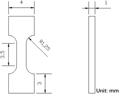 Figure 1. The dimension images of tensile specimen.