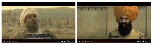 Figure 7. Stills from the trailer: the Sikh havildar encounters the Pashtun tribal chief.