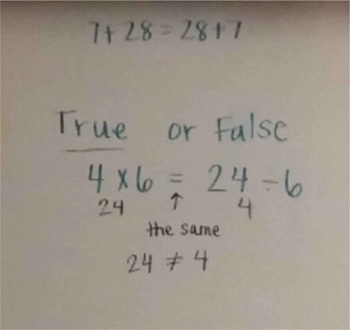 Figure 1. Classroom white board: true or false