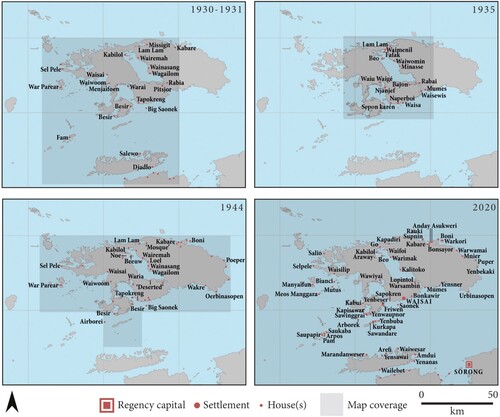 Figure 6. Changing settlements locations and toponyms based on historical maps, part 2.Footnote87