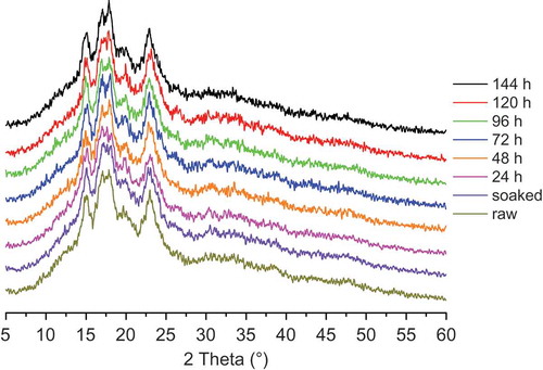 FIGURE 2 X-ray diffraction patterns of starches isolated from raw and germinated oat.