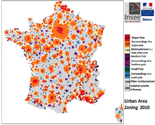Figure A2. Spatial distribution of the Urban Area Classes. Source: Combes et al., 2017, based on Brutel and Levy, Citation2011