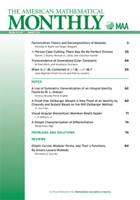 Cover image for The American Mathematical Monthly, Volume 120, Issue 1, 2013