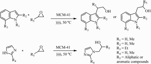 Scheme 1. Ring opening of epoxides with nitrogen heterocycles.