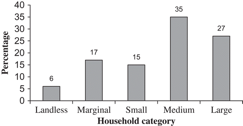 Figure 4. Proportion of palm trees owned by different household categories.