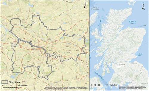 Figure 1. Study area (shown in grey) in Glasgow, Scotland.