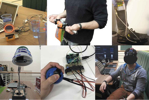 Figure 2. Output from 2016–2017. top: Drinking buddy, Gyme and Inflashoe; bottom: Lumy, Stressless and Vibrasight.