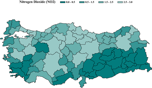 Figure 3 Map of Annual Average Nitrogen Dioxide (NO2) Concentration.