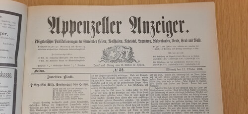 Figure 1. The Appenzeller Anzeiger on 10 October 1904.