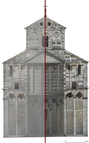 Figure 5. Ortho-photo (planar projection): original and corrected colour.