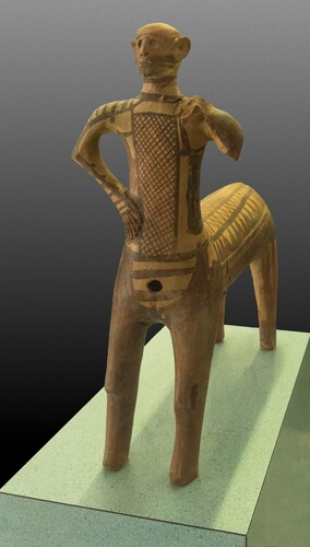 Figure 1. The Lefkandi Centaur, c. 1050–900 BC. Terracotta. Archaeological Museum of Eretria. Photo by Jebulon (Creative Commons CC0 License).