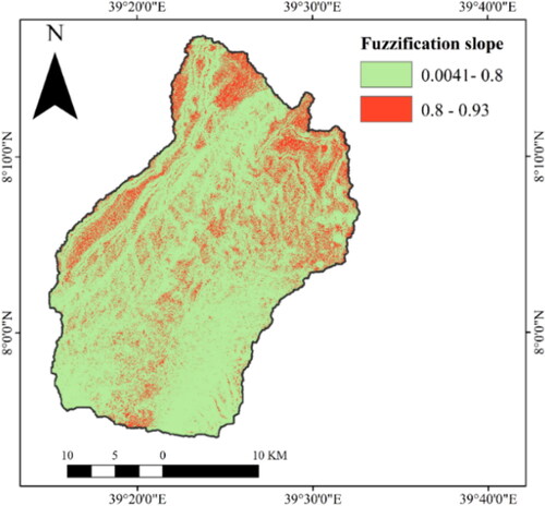 Figure 7. Fuzzified slope suitability map.