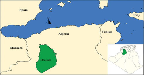 Figure 1. The region where cladodes of Opuntia ficus indica L. were collected, ElBayadh, Algeria; data source: own illustration.