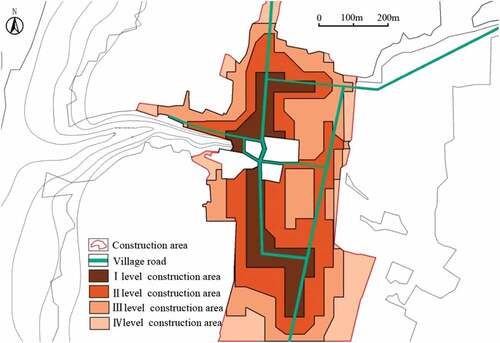 Figure 12. Division of priority construction area in Tao Qu Yuan village.