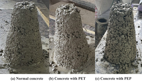 Figure 5. Slump samples for concrete with and without plastics.