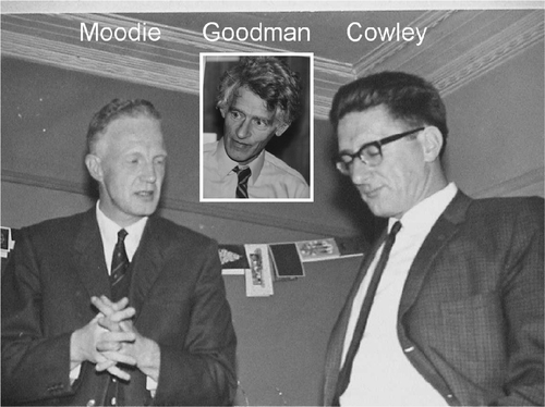 Figure 2. Professor A.F. Moodie, Dr P. Goodman, and Professor J.M. Cowley.