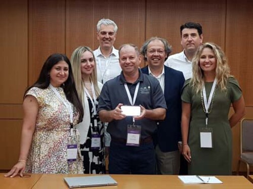 TG1.8 meeting in person in Athens 2022; L to R: John Van de Lindt, Yiannis Xenidis, Sotiria Stefanidou, Jamie Padgett, Sotirios Argyroudis, and Nisrine Makhoul, invited Michalis Fragiadakis, and Milad Roohi through attending through Visio.