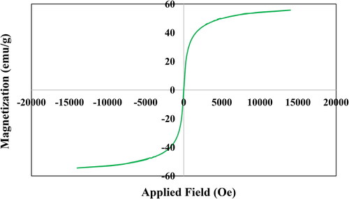 Figure 7. VSM analysis of Fe3O4@Pectin NPs.