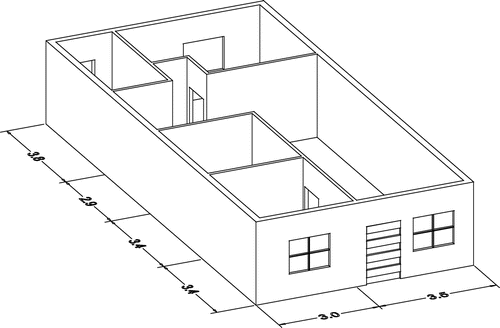 Figure 1. Schematic model of the single-family house (interior and exterior walls).