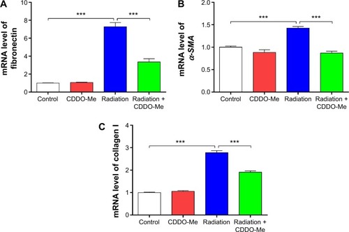 Figure 5 Effects of CDDO-Me treatment on selected profibrotic gene expression in radiation-treated mice.