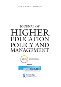 Cover image for Journal of Higher Education Policy and Management, Volume 38, Issue 6, 2016