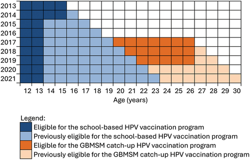 Figure 1. Age cohort for the human papillomavirus vaccination programme for male individuals in Victoria, Australia.