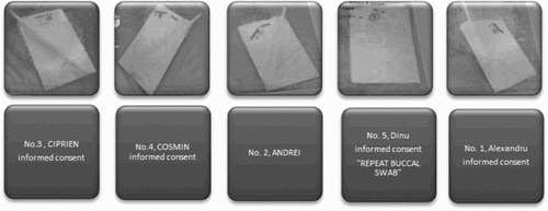 Figure 3. Bucal swabs and corresponding consents.