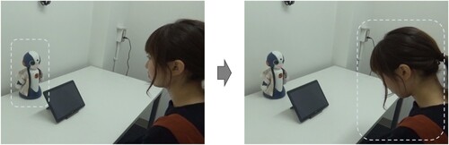 Figure 4. Participant bowing back to the robot. The left figure shows the robot bowing and the right figure shows the participant bowing in return.