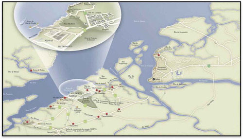 Figure 2. Map of industrial facilities and communities in Barcarena.Source: Albras