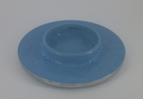 2. Reverse side of specimen, with blue masking paint applied before testing for nickel release