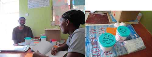 Fig. 2 Psychiatric nurse at an outreach clinic in Butajira (showing the necessary equipment of case register, chlorpromazine, and fluphenazine depot). Photos by Abebaw Fekadu.