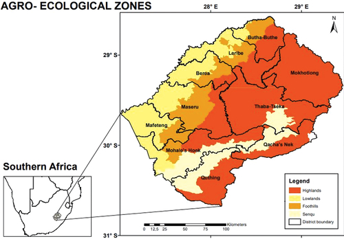 Figure 1. Agro-ecological zones of Lesotho.