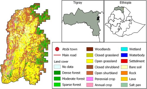 Figure 1. Land cover of the Atsbi Plateau in Tigray Ethiopia.Source: (RCMRD-SERVIR Africa, Citation2015).