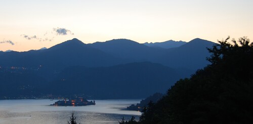 Figure 2. The lake of Orta and the Saint Julius Island surrounded by the Alps (Photo C. Molinari, taken 2022).
