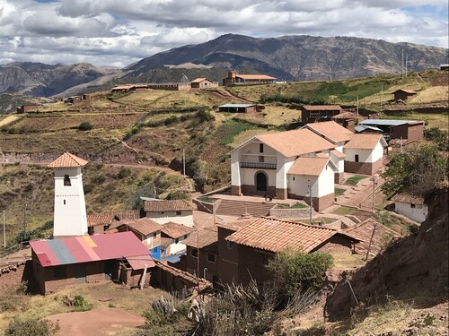Figure 1. Exterior view of the church of Kuñotambo and the bell tower, after the completion of the restoration and seismic retrofitting. Image: Elena Macchioni. ©2019 Getty Conservation Institute.