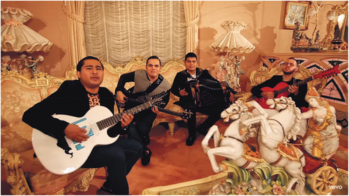Figure 6. Enigma Norteño play in an opulent setting for El Señor Iván (2015). C. Fonovisa, a division of UMG Recordings Inc. Posted on YouTube by Enigma Norteno TV.