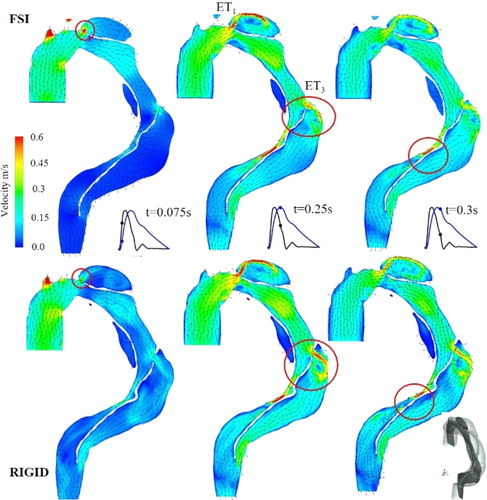 Figure 2. Velocity vectors superimposed to iso contour in plane parallel to the main flow (dark grey plane).