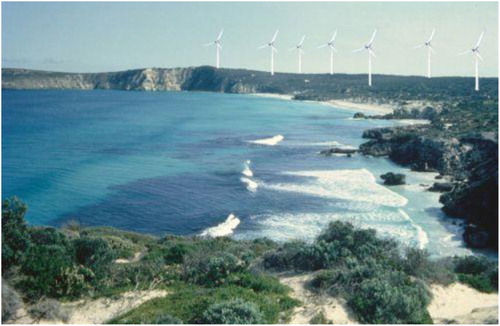 Figure 6. Pennington Bay, Kangaroo Island with hypothetical wind farm.