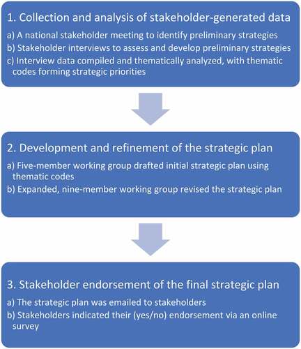 Figure 1. Overview of the methods used to develop the stakeholder-endorsed strategic plan.
